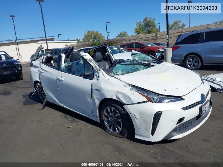 2019 Toyota Prius Xle VIN: JTDKARFU1K3094203 Lot: 40097406