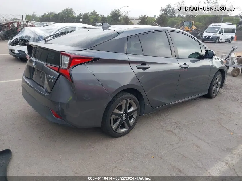 2019 Toyota Prius Xle VIN: JTDKARFU8K3080007 Lot: 40116414