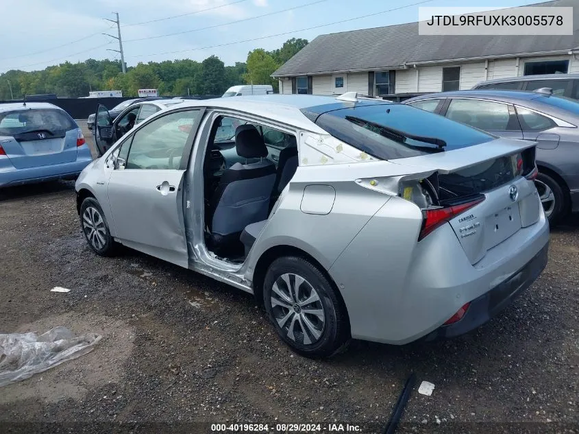 2019 Toyota Prius Le VIN: JTDL9RFUXK3005578 Lot: 40196284