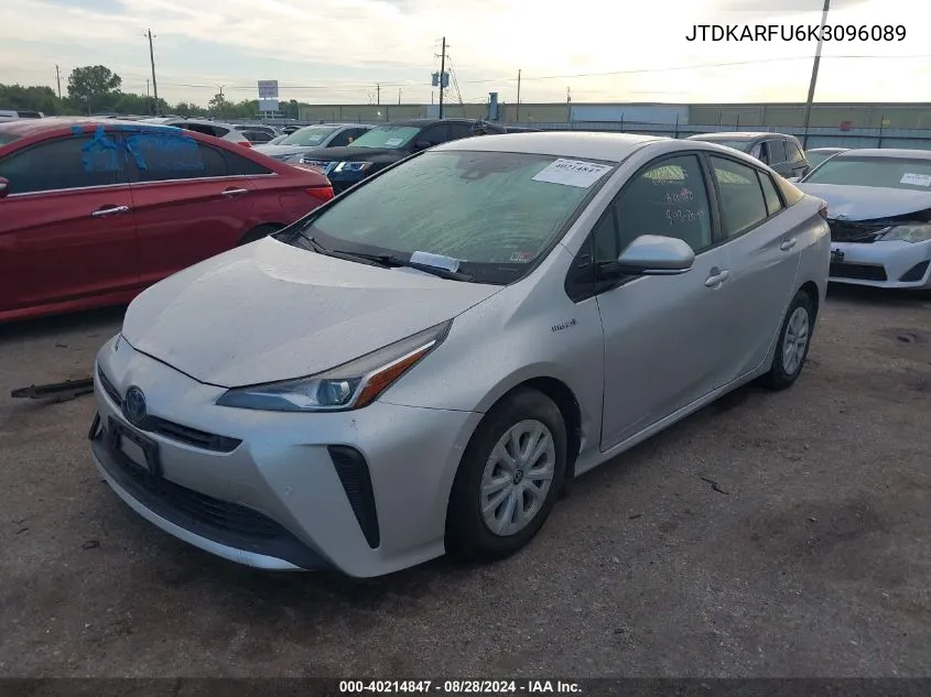 2019 Toyota Prius Le VIN: JTDKARFU6K3096089 Lot: 40214847