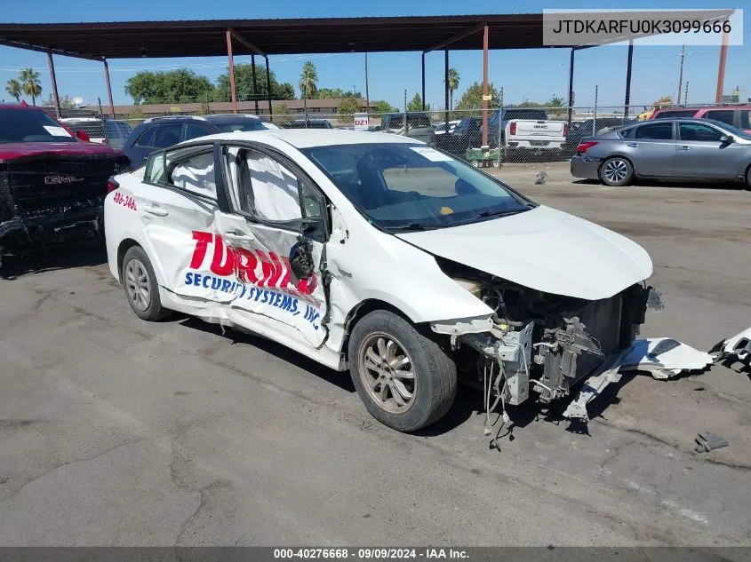 2019 Toyota Prius Le VIN: JTDKARFU0K3099666 Lot: 40276668