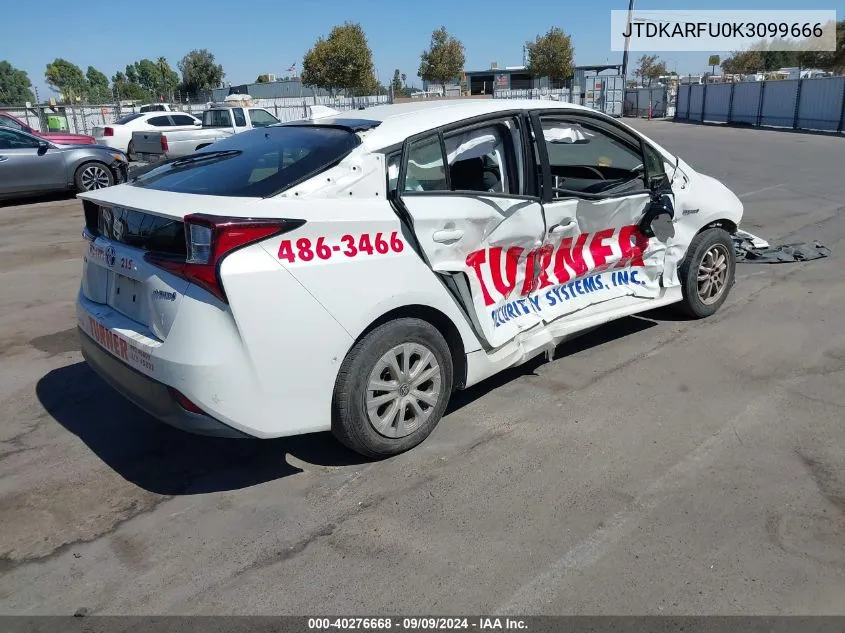 2019 Toyota Prius Le VIN: JTDKARFU0K3099666 Lot: 40276668