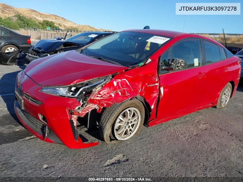 JTDKARFU3K3097278 2019 Toyota Prius Le