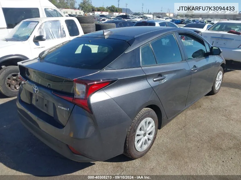 2019 Toyota Prius Le VIN: JTDKARFU7K3094433 Lot: 40305213