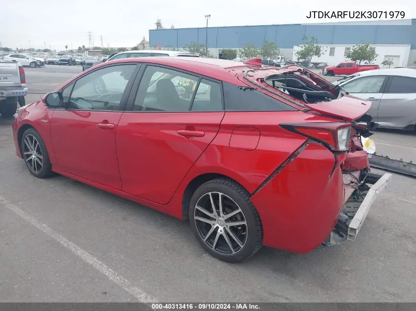 2019 Toyota Prius Xle VIN: JTDKARFU2K3071979 Lot: 40313416