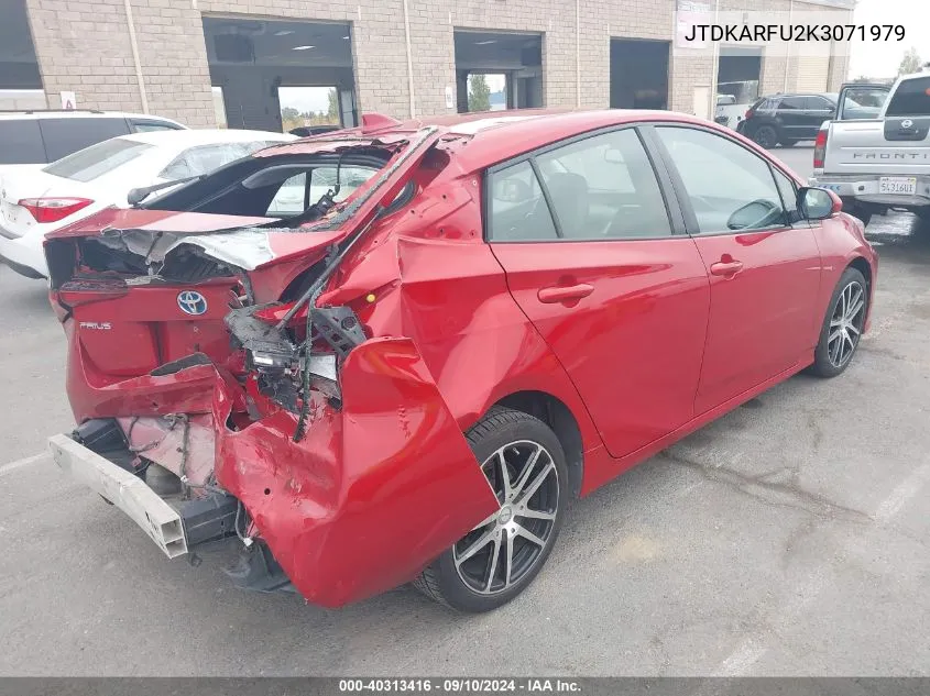 2019 Toyota Prius Xle VIN: JTDKARFU2K3071979 Lot: 40313416