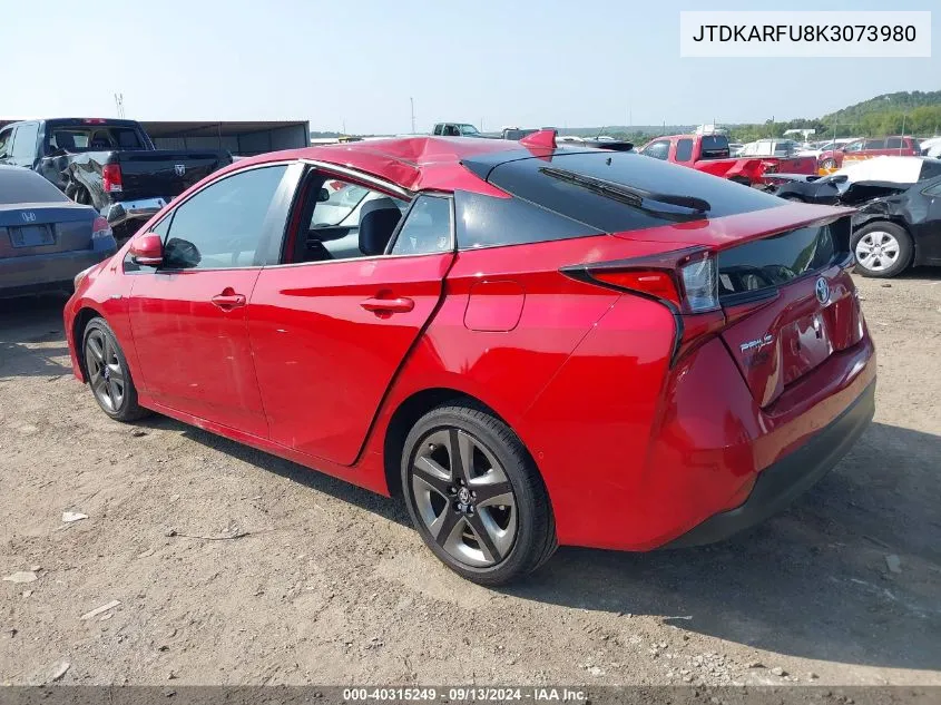 2019 Toyota Prius Xle VIN: JTDKARFU8K3073980 Lot: 40315249