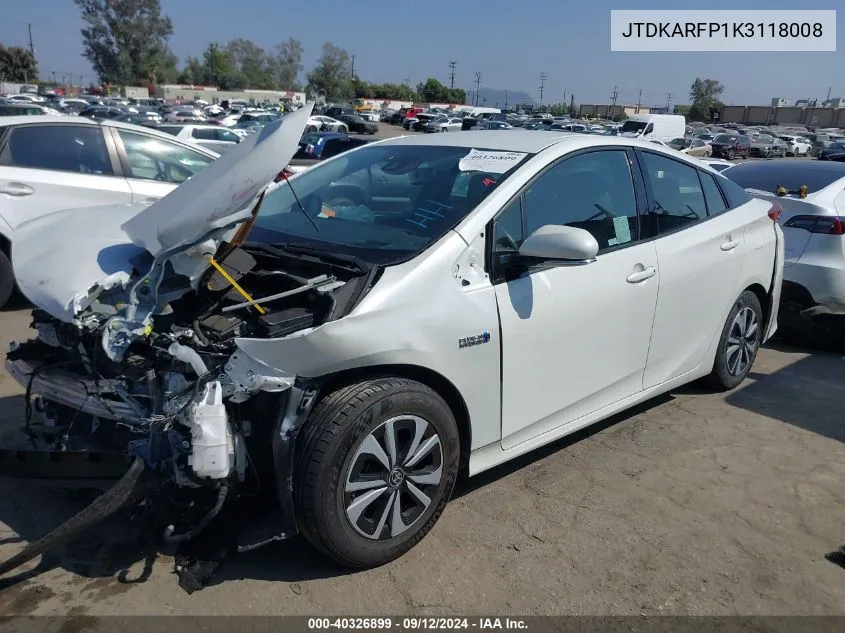 2019 Toyota Prius Prime Advanced VIN: JTDKARFP1K3118008 Lot: 40326899