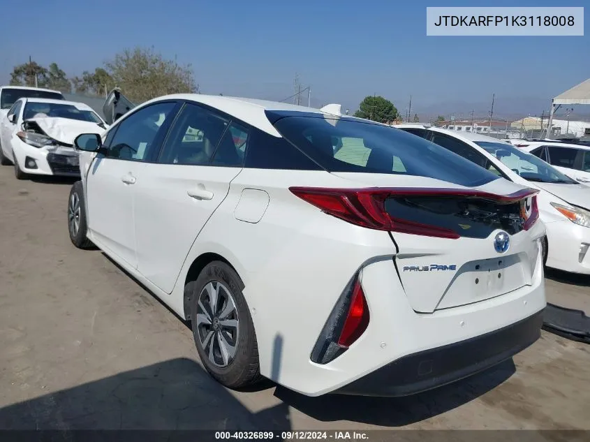 2019 Toyota Prius Prime Advanced VIN: JTDKARFP1K3118008 Lot: 40326899