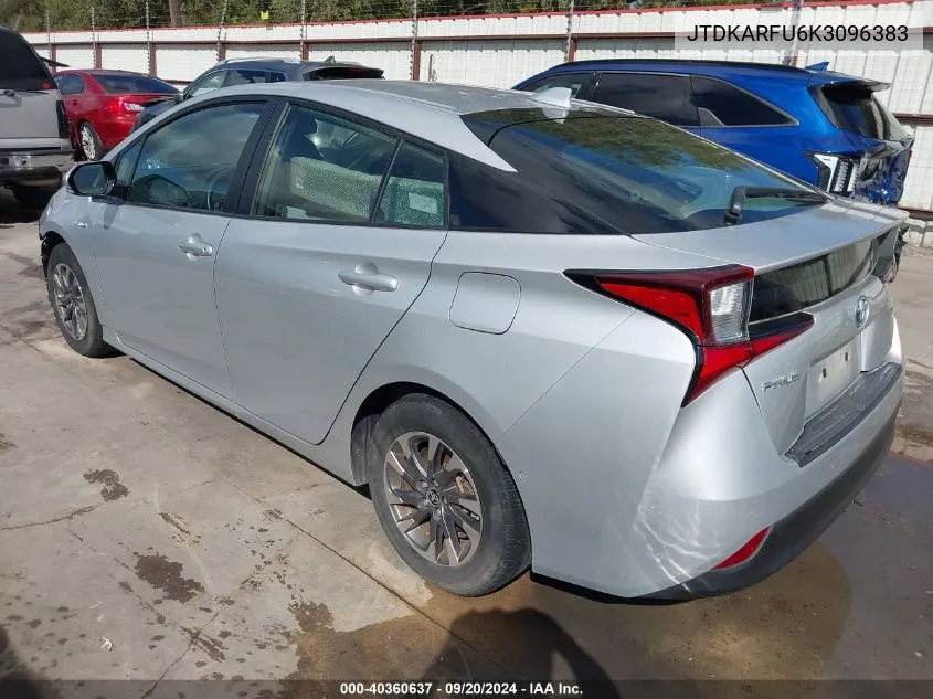 2019 Toyota Prius Xle VIN: JTDKARFU6K3096383 Lot: 40360637