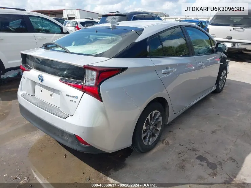 2019 Toyota Prius Xle VIN: JTDKARFU6K3096383 Lot: 40360637