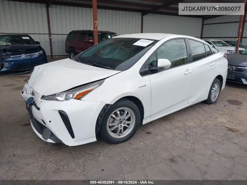 2019 Toyota Prius Le VIN: JTDKARFU7K3080077 Lot: 40382591