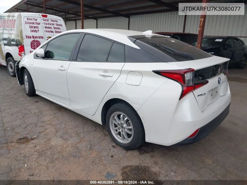 2019 Toyota Prius Le VIN: JTDKARFU7K3080077 Lot: 40382591