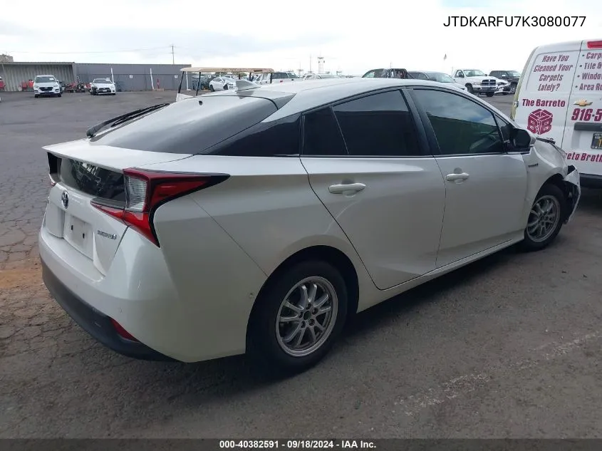 2019 Toyota Prius Le VIN: JTDKARFU7K3080077 Lot: 40382591