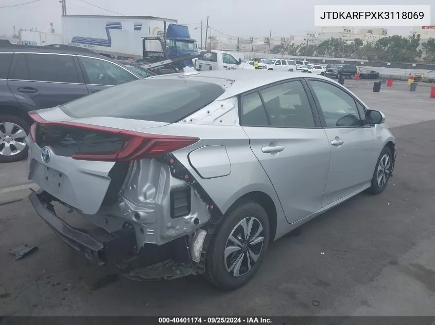 2019 Toyota Prius Prime Plus VIN: JTDKARFPXK3118069 Lot: 40401174