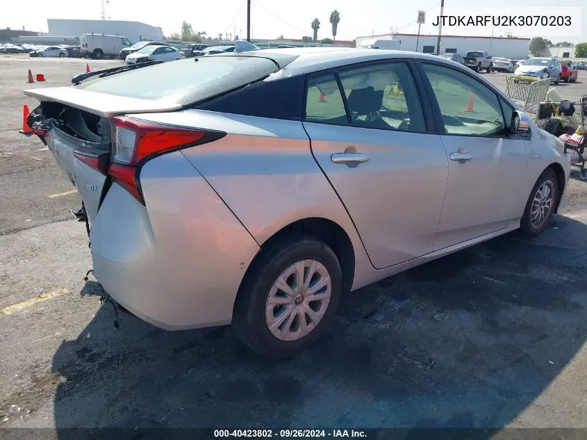 2019 Toyota Prius Le VIN: JTDKARFU2K3070203 Lot: 40423802