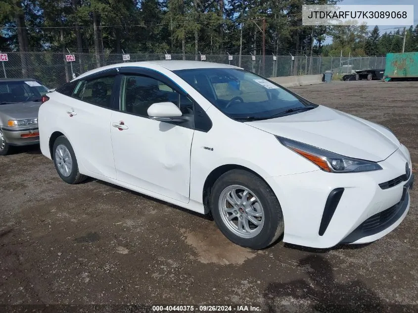 2019 Toyota Prius L Eco VIN: JTDKARFU7K3089068 Lot: 40440375