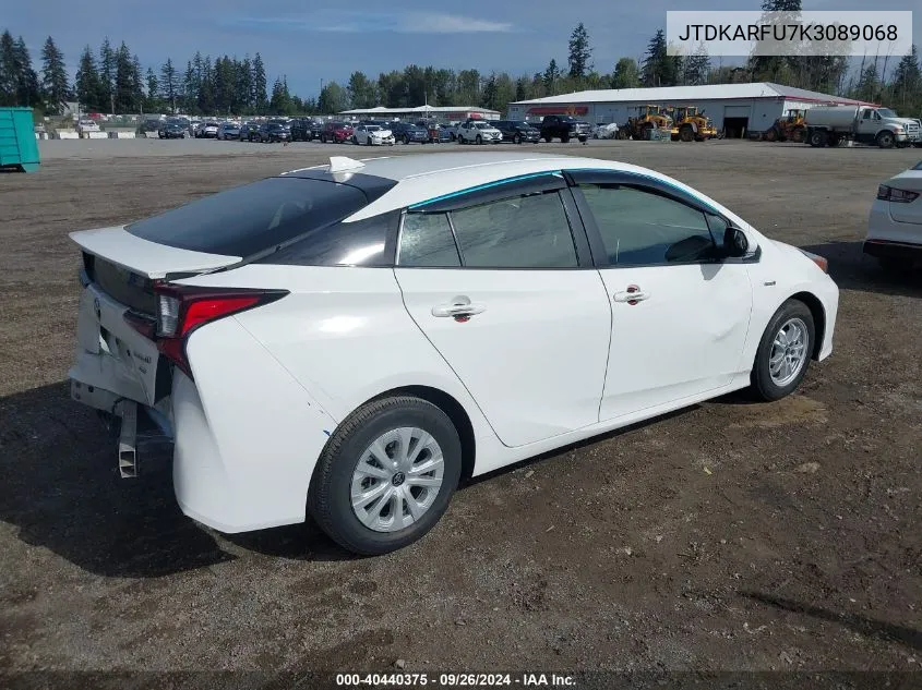 JTDKARFU7K3089068 2019 Toyota Prius L Eco