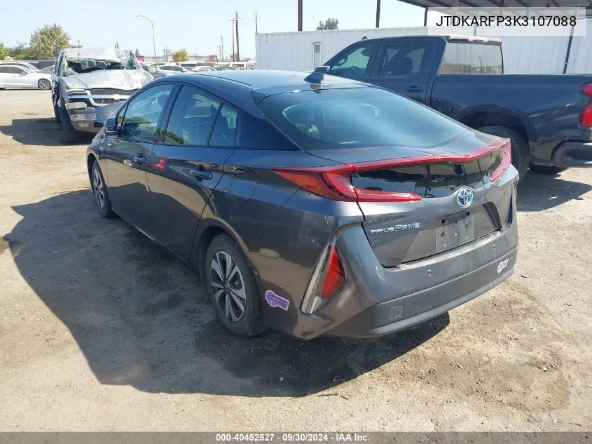 2019 Toyota Prius Prime VIN: JTDKARFP3K3107088 Lot: 40452527