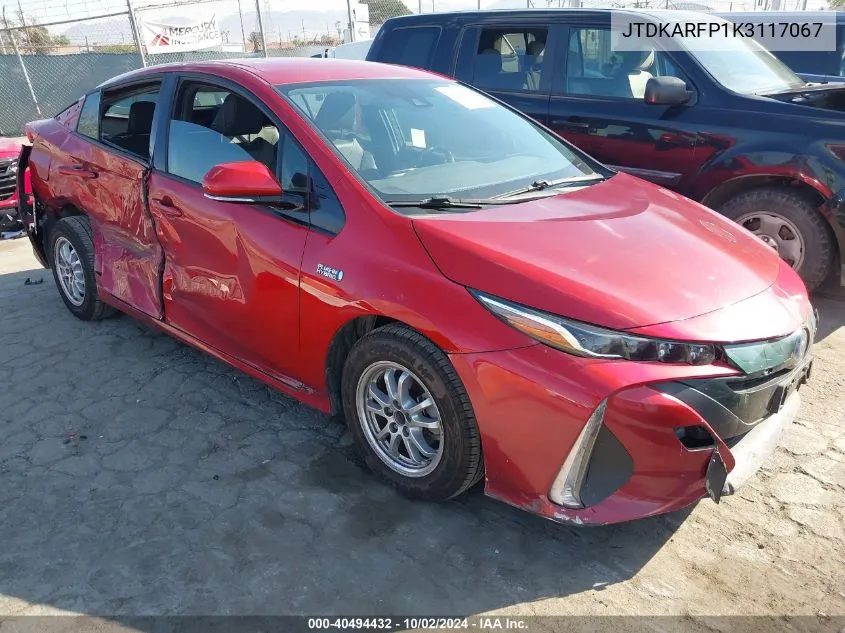 2019 Toyota Prius Prime Premium VIN: JTDKARFP1K3117067 Lot: 40494432