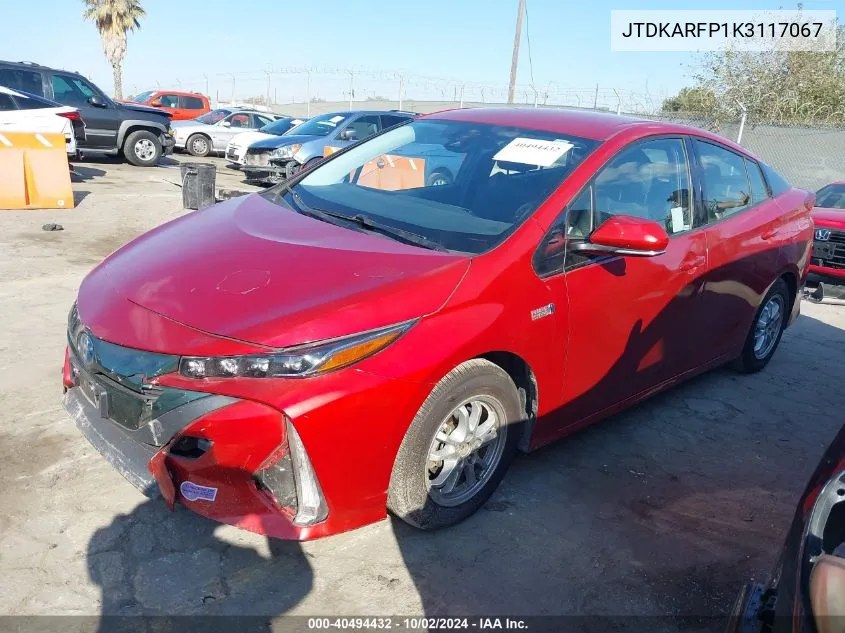 2019 Toyota Prius Prime Premium VIN: JTDKARFP1K3117067 Lot: 40494432