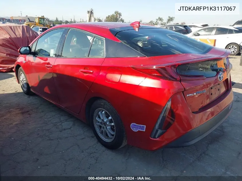 2019 Toyota Prius Prime Premium VIN: JTDKARFP1K3117067 Lot: 40494432