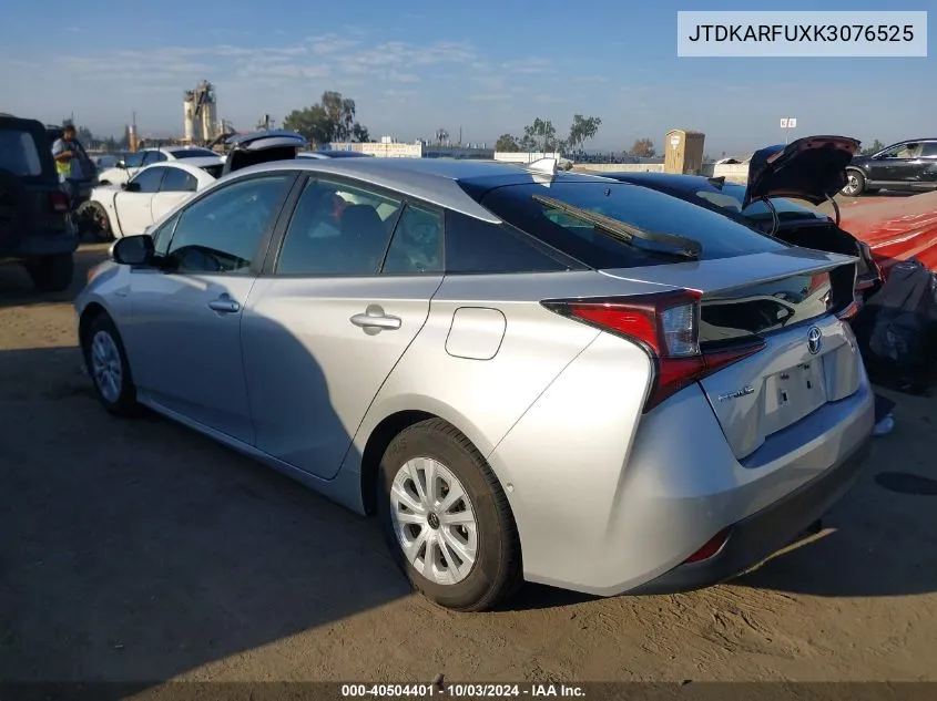 2019 Toyota Prius Le VIN: JTDKARFUXK3076525 Lot: 40504401