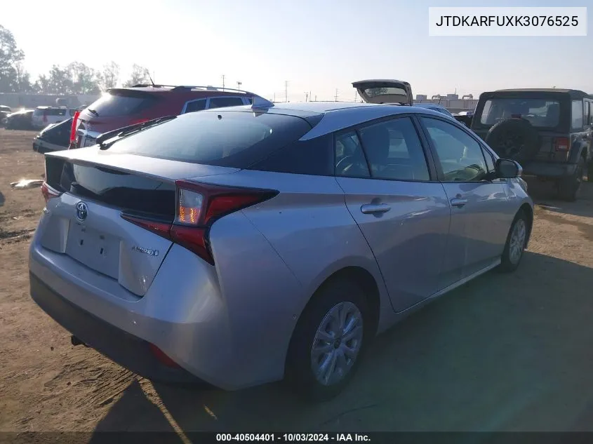 2019 Toyota Prius Le VIN: JTDKARFUXK3076525 Lot: 40504401