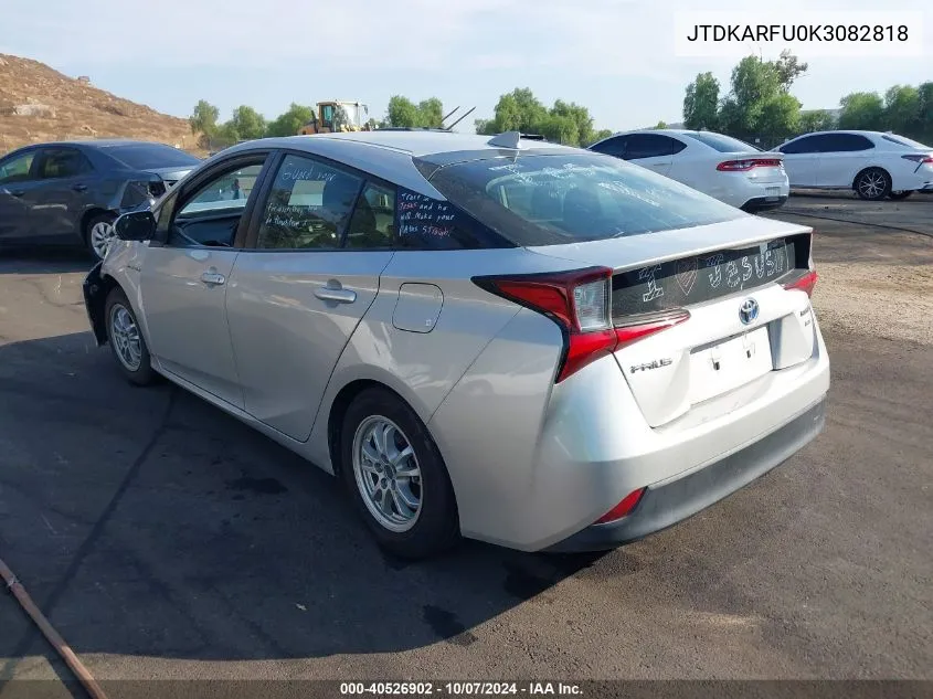 2019 Toyota Prius L Eco VIN: JTDKARFU0K3082818 Lot: 40526902