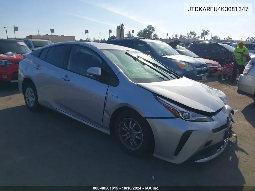 2019 Toyota Prius L Eco VIN: JTDKARFU4K3081347 Lot: 40581815