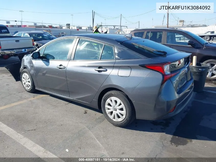 2019 Toyota Prius Le VIN: JTDKARFU1K3084092 Lot: 40597151