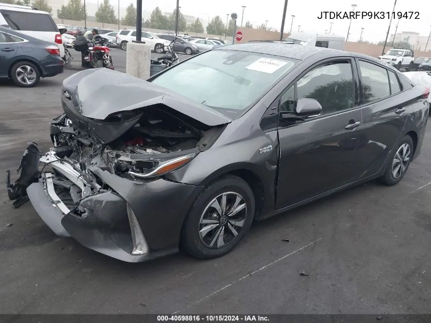 2019 Toyota Prius Prime Plus VIN: JTDKARFP9K3119472 Lot: 40598816