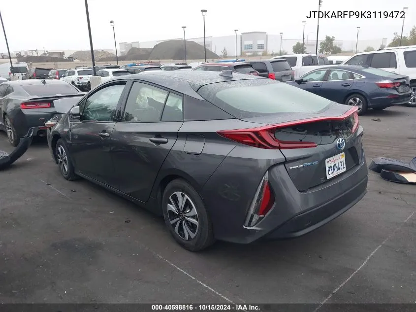 2019 Toyota Prius Prime Plus VIN: JTDKARFP9K3119472 Lot: 40598816