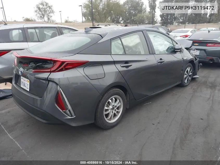 2019 Toyota Prius Prime Plus VIN: JTDKARFP9K3119472 Lot: 40598816