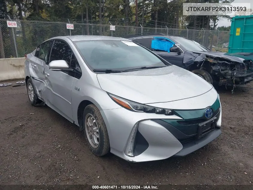 2019 Toyota Prius Prime Premium VIN: JTDKARFP2K3113593 Lot: 40601471