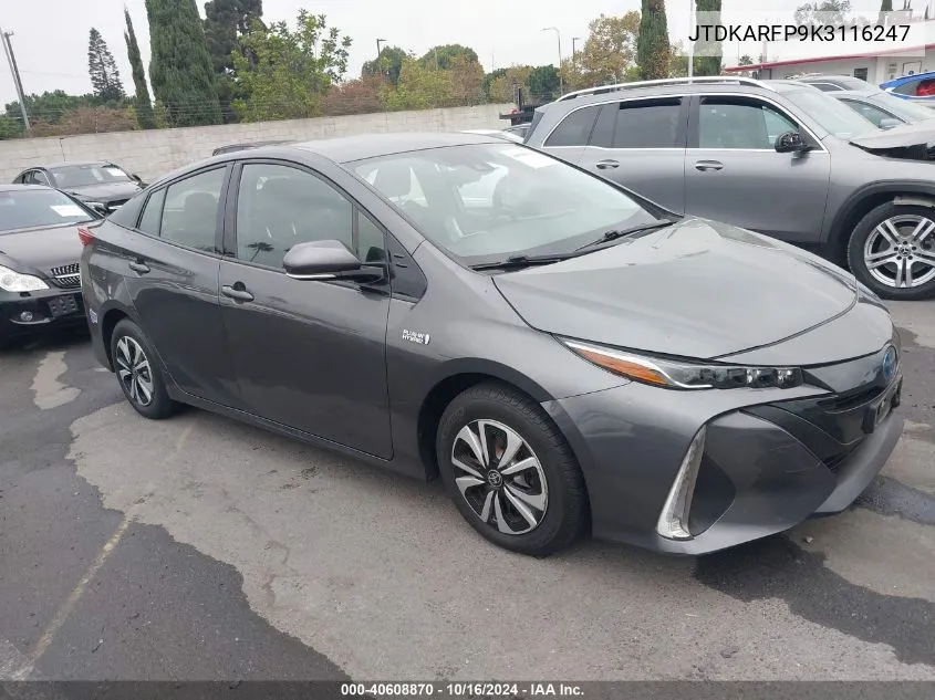 2019 Toyota Prius Prime Premium VIN: JTDKARFP9K3116247 Lot: 40608870