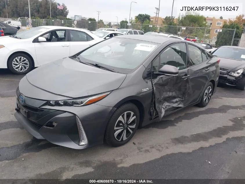 2019 Toyota Prius Prime Premium VIN: JTDKARFP9K3116247 Lot: 40608870