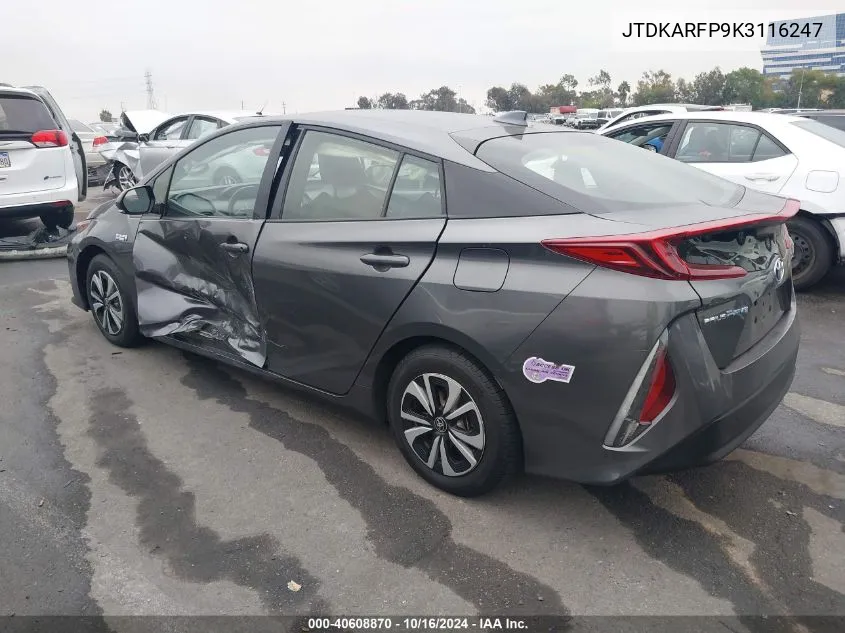 2019 Toyota Prius Prime Premium VIN: JTDKARFP9K3116247 Lot: 40608870