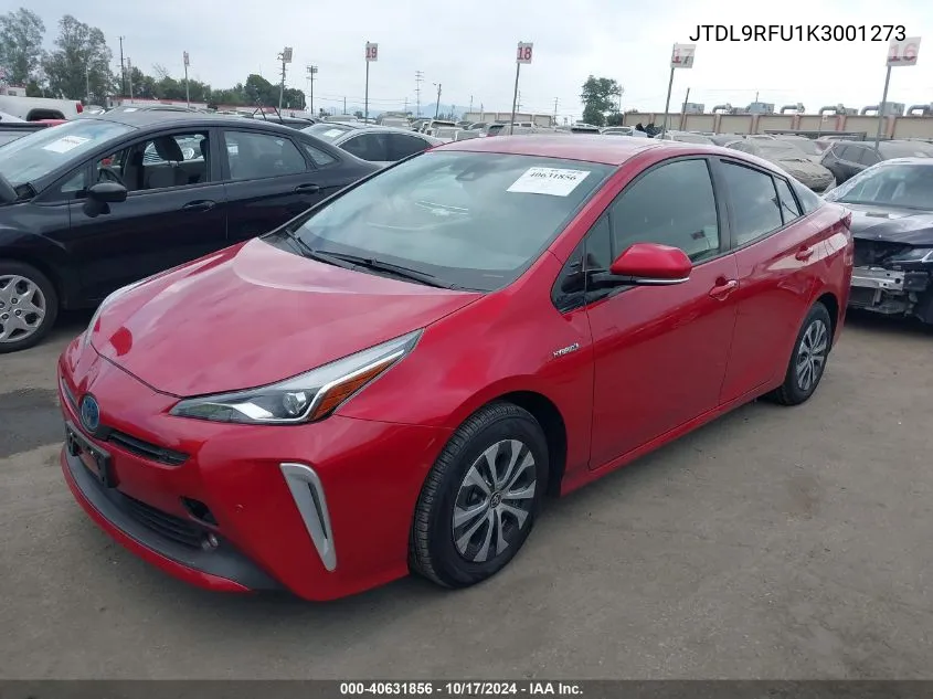 2019 Toyota Prius Le VIN: JTDL9RFU1K3001273 Lot: 40631856