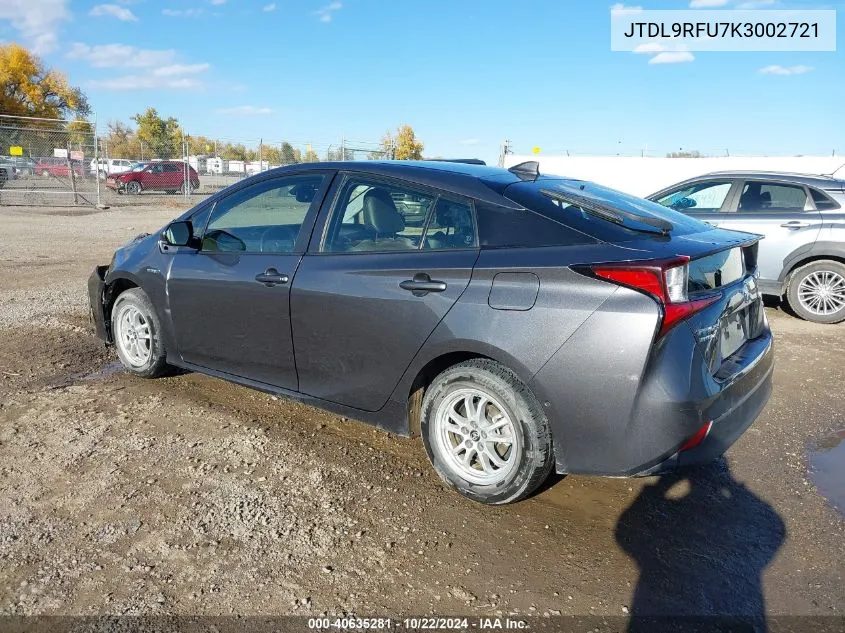 2019 Toyota Prius VIN: JTDL9RFU7K3002721 Lot: 40635281