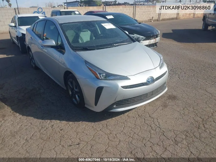 2019 Toyota Prius Xle VIN: JTDKARFU2K3098860 Lot: 40637046