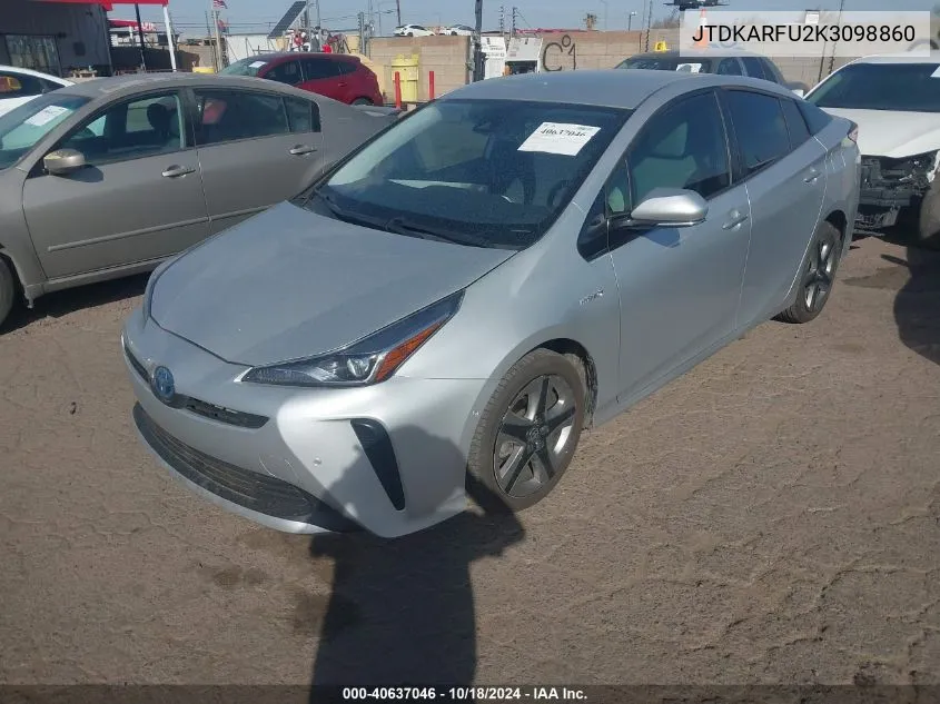 2019 Toyota Prius Xle VIN: JTDKARFU2K3098860 Lot: 40637046