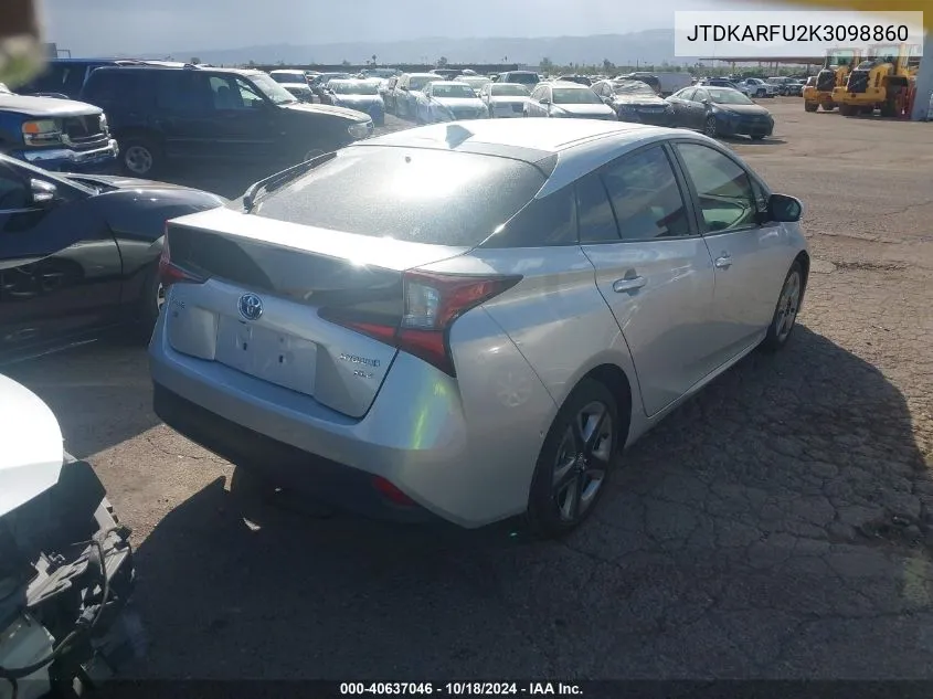 2019 Toyota Prius Xle VIN: JTDKARFU2K3098860 Lot: 40637046