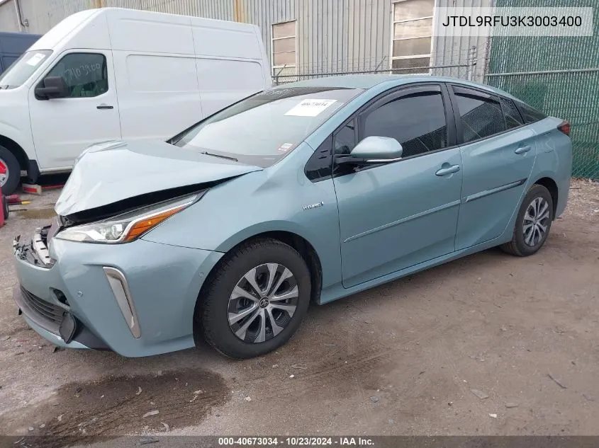 2019 Toyota Prius VIN: JTDL9RFU3K3003400 Lot: 40673034