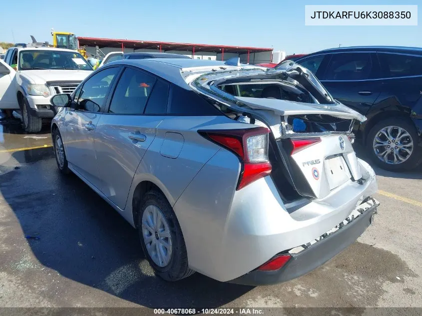 2019 Toyota Prius L Eco VIN: JTDKARFU6K3088350 Lot: 40678068