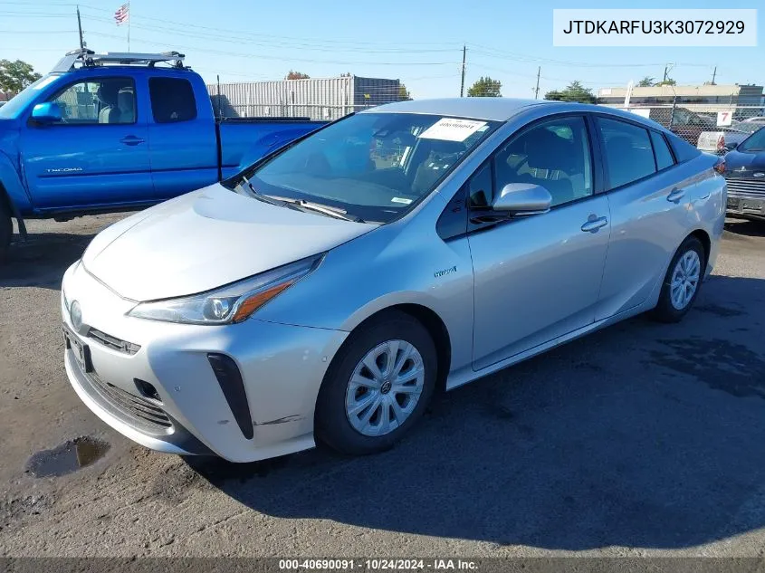 2019 Toyota Prius VIN: JTDKARFU3K3072929 Lot: 40690091