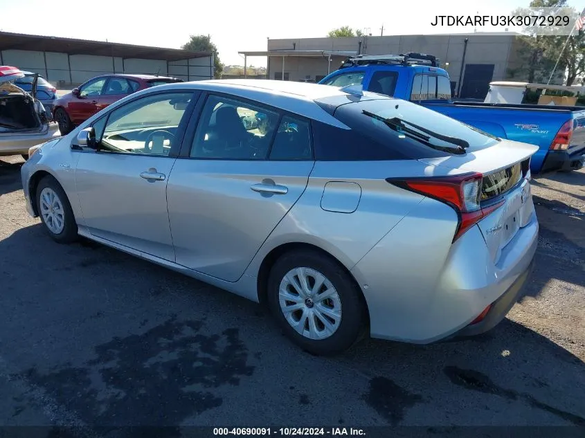 2019 Toyota Prius VIN: JTDKARFU3K3072929 Lot: 40690091