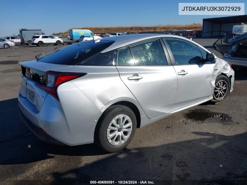 2019 Toyota Prius VIN: JTDKARFU3K3072929 Lot: 40690091