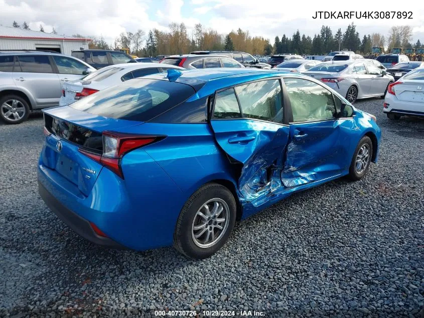 JTDKARFU4K3087892 2019 Toyota Prius L Eco