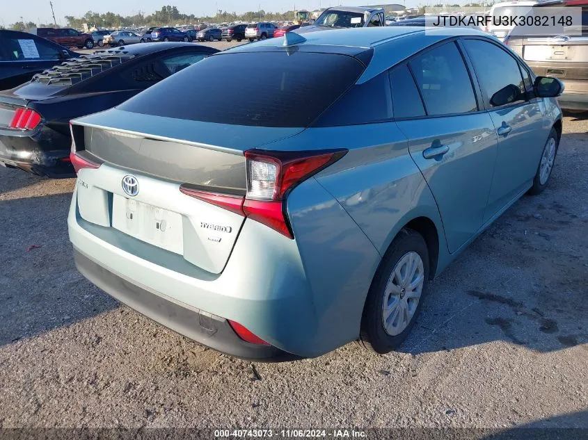 2019 Toyota Prius L Eco VIN: JTDKARFU3K3082148 Lot: 40743073